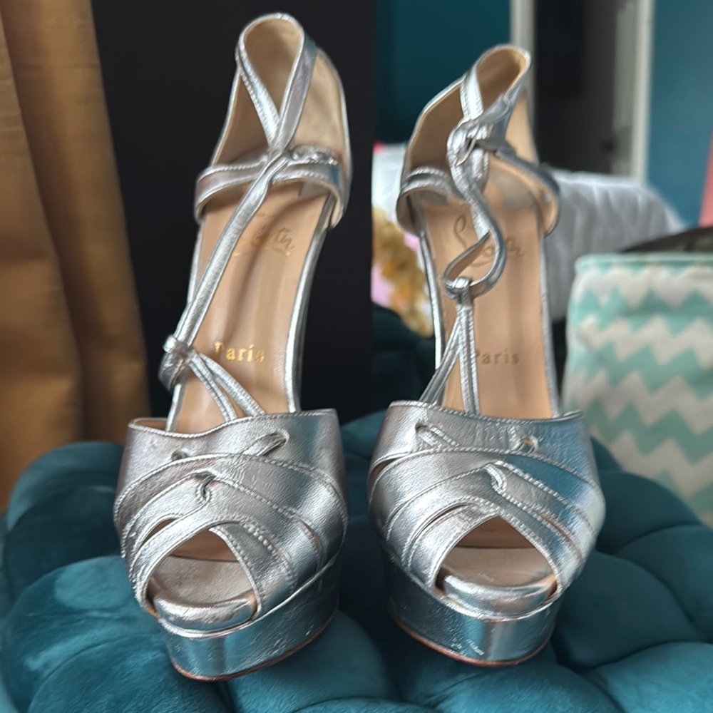 Christian Louboutin Silver Strappy Heels